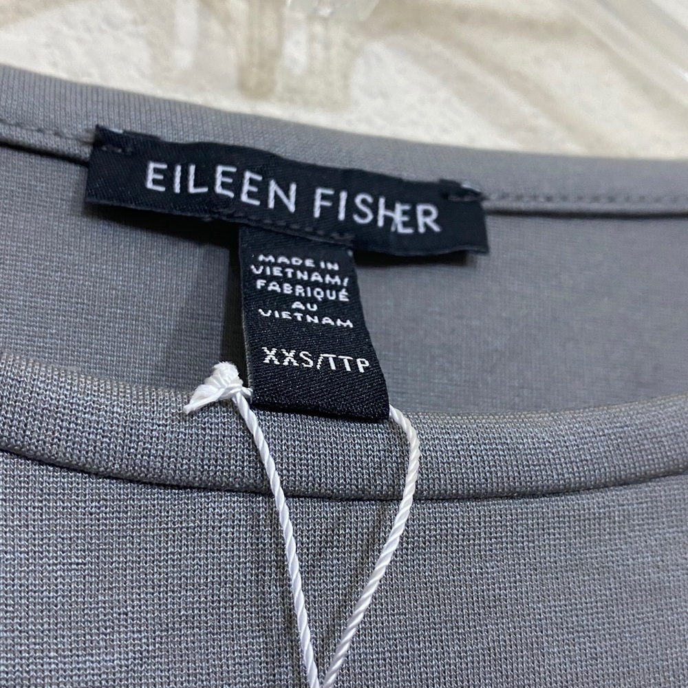 NWOT EILEEN FISHER Relaxed Boxy Casual Knit Crop Top 7/8 Sleeves Women’s Sz XXS - Picture 4 of 7